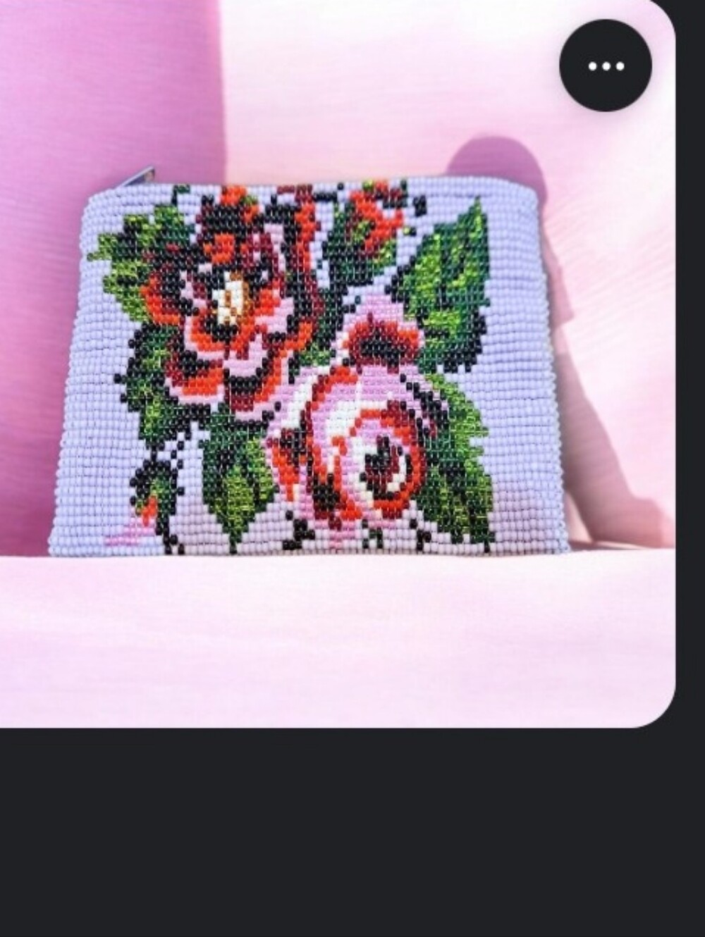 Purple Roses Beaded Coin Purse